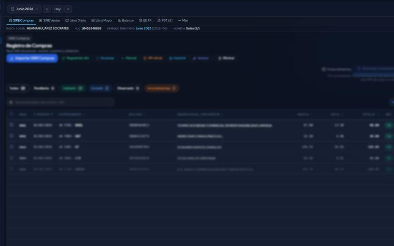 Módulo SIRE real de ContaBuz Pro con registro de compras y ventas por periodo para estudios contables en Perú